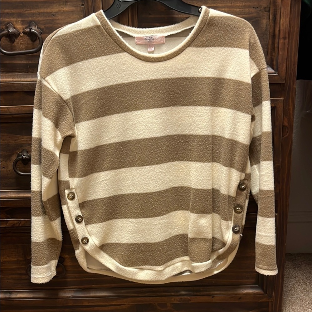 Moa Moa Brown and Cream Striped Kids Top